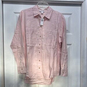Old Navy Pink Button Down Boyfriend Tunic Shirt Medium New